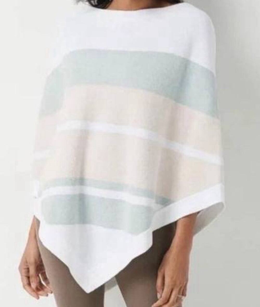 Barefoot Dreams CozyChic Ultra Lite Ocean Breeze Poncho Pink Multi OS A000483